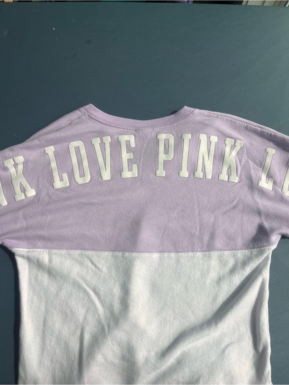 Victoria's Secret PINK Lavender & White Colorblock Crew Sweatshirt